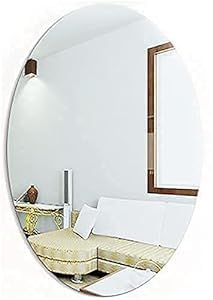 Oval Shape Adhesive Mirror for Wall on Tiles Bedroom Living Room Basin Mirror Bathroom Wall Mirror Both Side Acrylic Wall Mirror Full Length 1 (002)