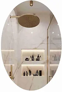 SR Oval Shape Adhesive Mirror Sticker for Wall on Tiles Bedroom Living Room Basin Mirror Bathroom Wall Mirror Both Side Sticker Acrylic Wall Mirror Full Length 1 pcs