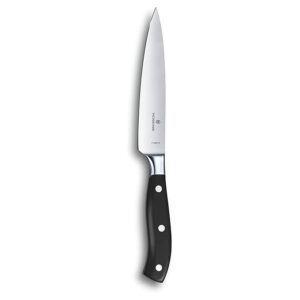 Victorinox Grand Maitre Stainless Steel Forged Chef's Knife Straight Edge for Home and Professional Use (POM) Handle 15 cm Black Swiss Made (7.7403.15G)