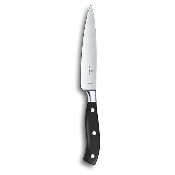 Victorinox Grand Maitre Stainless Steel Forged Chef's Knife Straight Edge for Home and Professional Use (POM) Handle 15 cm Black Swiss Made (7.7403.15G)