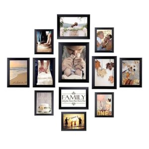 ArtzFolio Wall Photo Frame D243 | Wall Photo Picture Frames Home & Wall Decoration | Black | Set of 12 Units | 4x6-5 Unit | 5x7-4 Unit | 6x8-2 Unit | 8x10-1 Unit