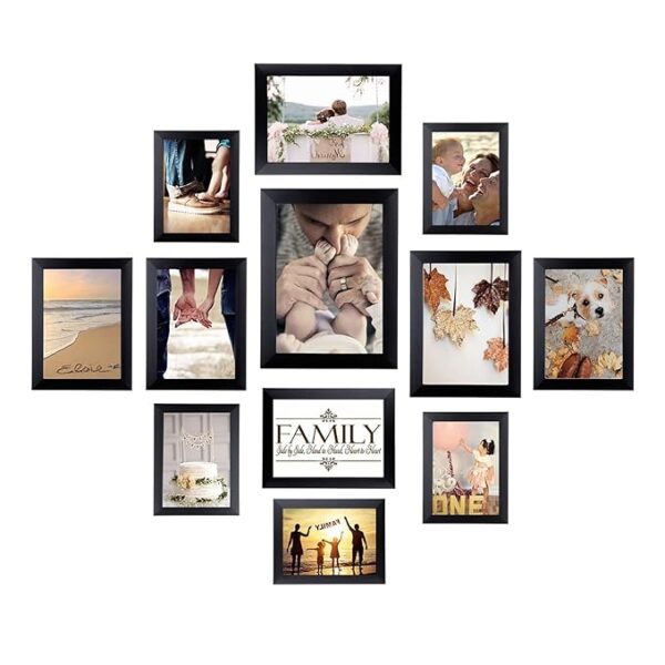 ArtzFolio Wall Photo Frame D243 | Wall Photo Picture Frames Home & Wall Decoration | Black | Set of 12 Units | 4x6-5 Unit | 5x7-4 Unit | 6x8-2 Unit | 8x10-1 Unit