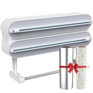 Enem Foil Paper Cutter and Holder, 3 in 1 Cling Wrap Dispenser with Cutter, Magnetic Paper Towel Holder, with 5 Years Comprehensive Warranty from Enem, Free 2-in-1 Aluminium Foil Paper & Butter Roll