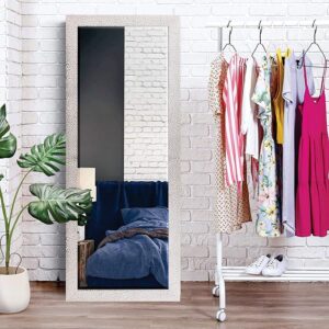 Creative Arts n Frames Long Fiber Rectangular Wall Hanging Wall Mount Mirror 15 x 40 inches Home Decor Items (15x40 Silver White)