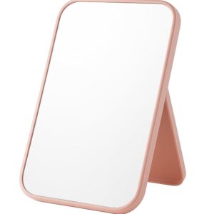 TOMATUS Mirror with Stand | Glass Rectangle Cosmetic Standing Mirror for Makeup, Portable for Travel, Camping, Home (Pink - Pack of 1, Rectangular, Floor...