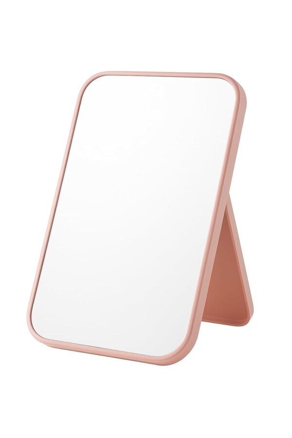 TOMATUS Mirror with Stand | Glass Rectangle Cosmetic Standing Mirror for Makeup, Portable for Travel, Camping, Home (Pink - Pack of 1, Rectangular, Floor...