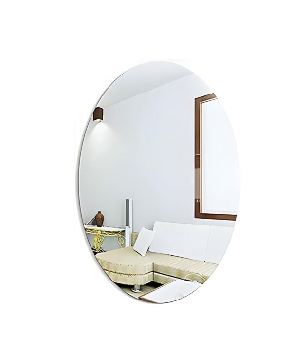Fliptic Plastic Oval Shape Adhesive Mirror Sticker For Wall On Tiles Bedroom Living Room Basin Mirror Bathroom Wall Mirror Both Side Sticker Acrylic Wall...