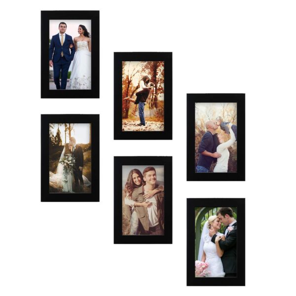 Amazon Brand - Solimo Set of 6 Photo Frames (4"x6"-6pcs) Black